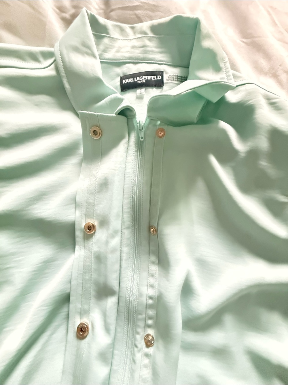 KARL LAGERFELD PARIS Mint Green Button-Front Blouse Jacket WORN ONCE - Picture 9 of 13